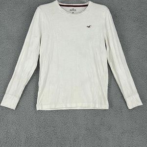 Hollister white crew neck 100% cotton long sleeve shirt